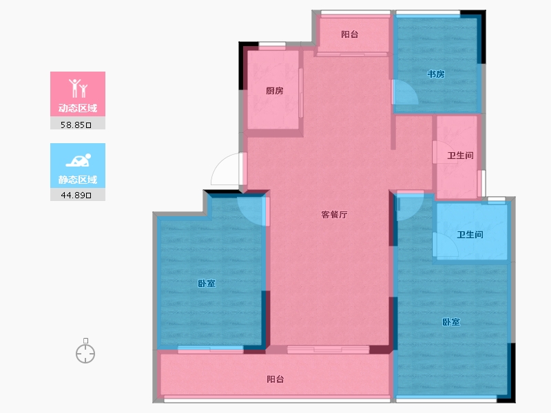 浙江省-金华市-绿城横店桂语江南-93.18-户型库-动静分区