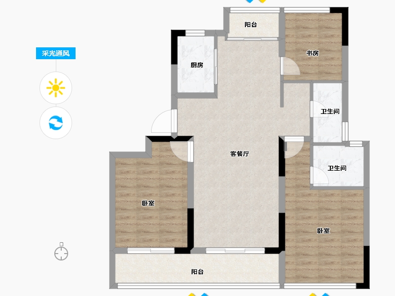 浙江省-金华市-绿城横店桂语江南-93.18-户型库-采光通风