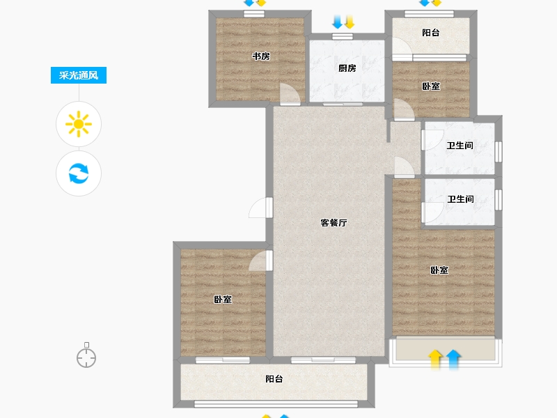 浙江省-温州市-华鸿中梁首府壹号-106.00-户型库-采光通风