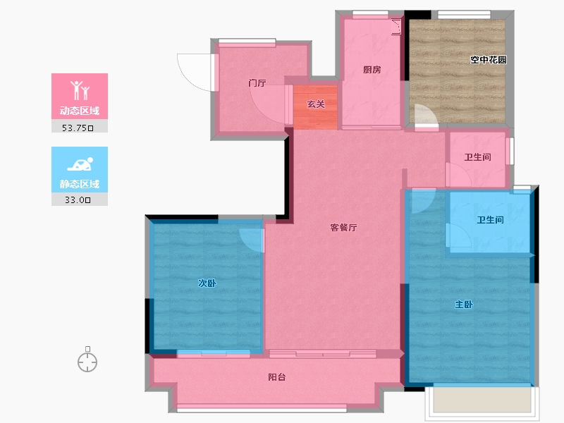 安徽省-滁州市-金鹏朗月书院-86.00-户型库-动静分区