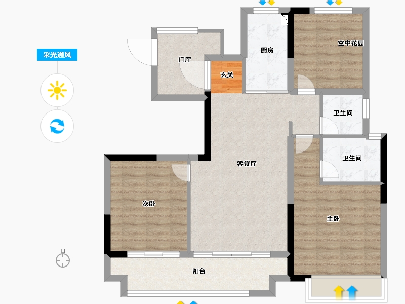 安徽省-滁州市-金鹏朗月书院-86.00-户型库-采光通风