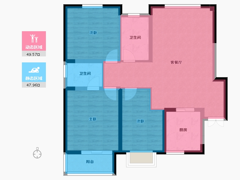 宁夏回族自治区-银川市-铁发润发兰庭（一期）-87.30-户型库-动静分区