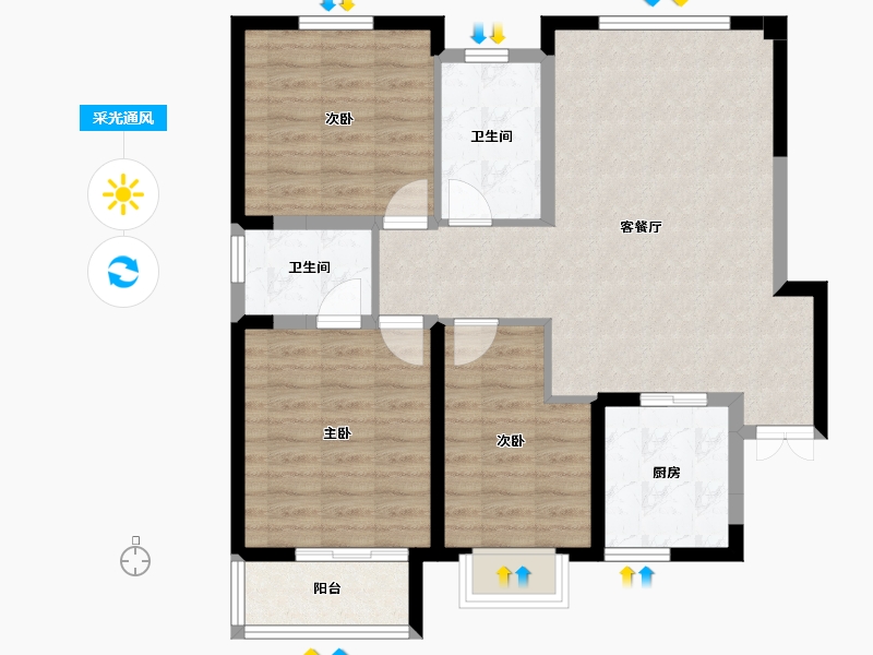 宁夏回族自治区-银川市-铁发润发兰庭（一期）-87.30-户型库-采光通风