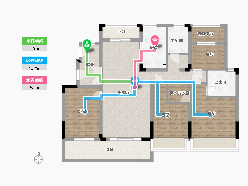 浙江省-湖州市-保利甲第风华府-111.00-户型库-动静线