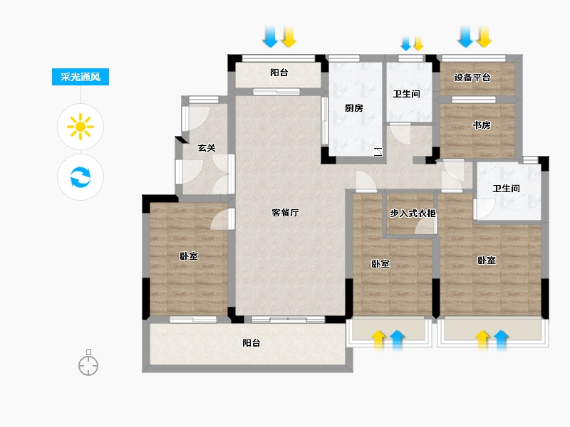 浙江省-湖州市-保利甲第风华府-111.00-户型库-采光通风