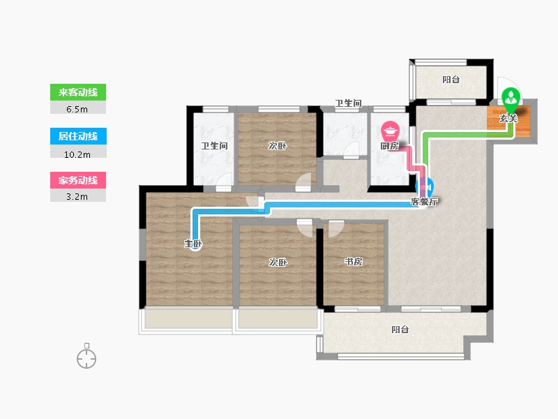 安徽省-滁州市-北京城房时代庄园-102.00-户型库-动静线