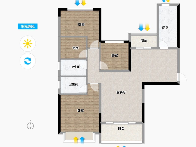 贵州省-遵义市-恒大翡翠华庭-114.70-户型库-采光通风