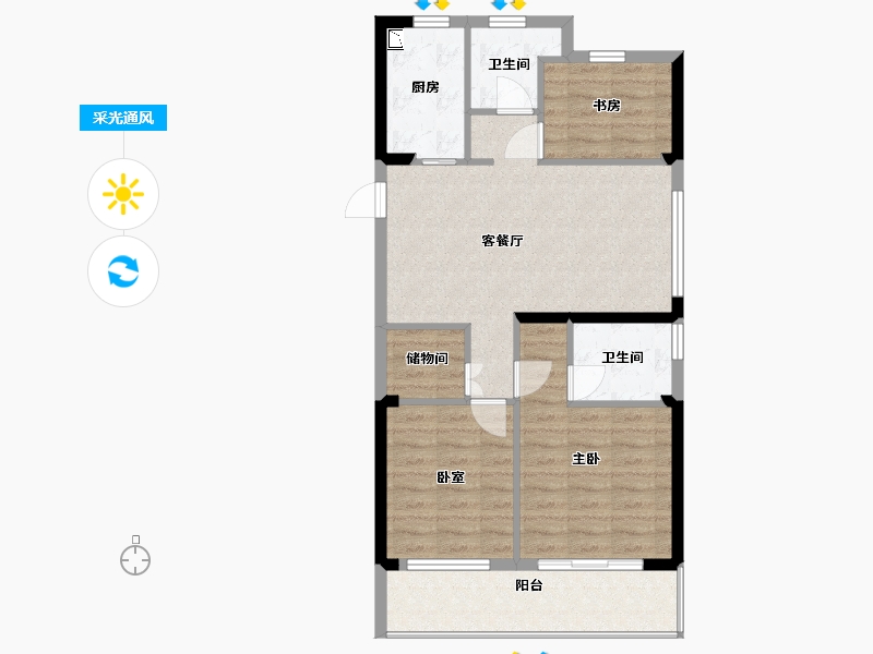 浙江省-宁波市-海风四季-79.00-户型库-采光通风