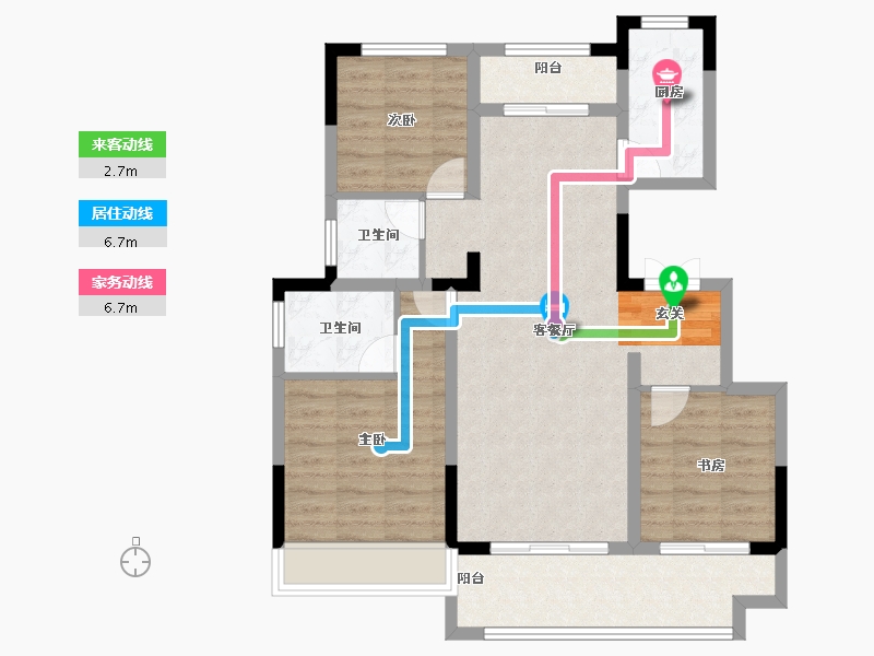 安徽省-滁州市-北京城房时代庄园-86.00-户型库-动静线