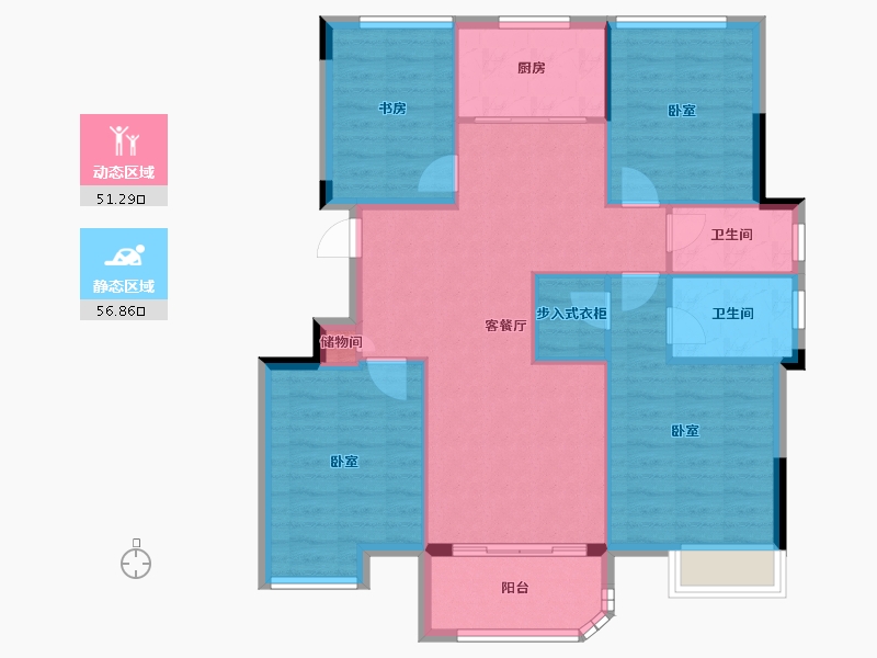 浙江省-杭州市-滨江旭辉万家之星-98.33-户型库-动静分区