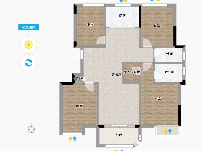 浙江省-杭州市-滨江旭辉万家之星-98.33-户型库-采光通风