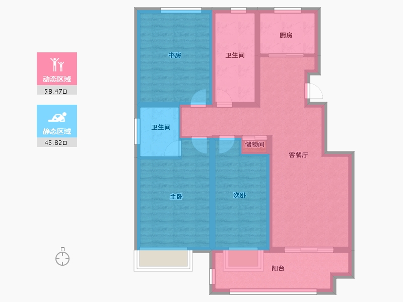 江苏省-徐州市-朋湖苑-91.99-户型库-动静分区