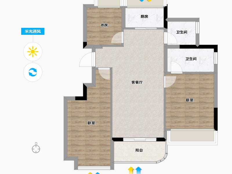 浙江省-杭州市-滨江旭辉万家之星-76.98-户型库-采光通风