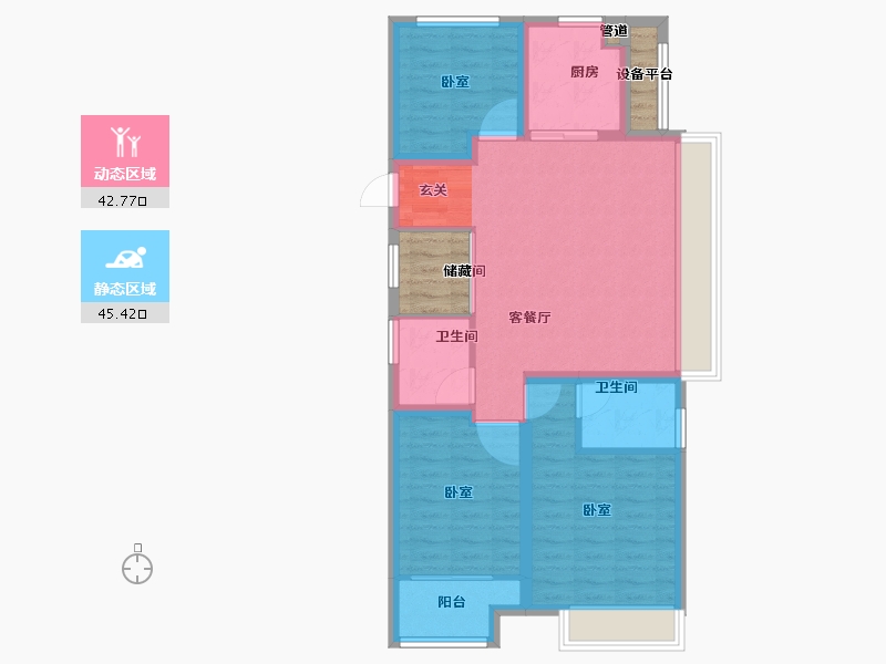 浙江省-湖州市-惠建未来峯-84.09-户型库-动静分区