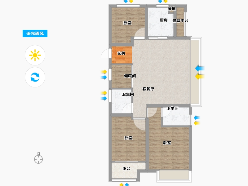 浙江省-湖州市-惠建未来峯-84.09-户型库-采光通风