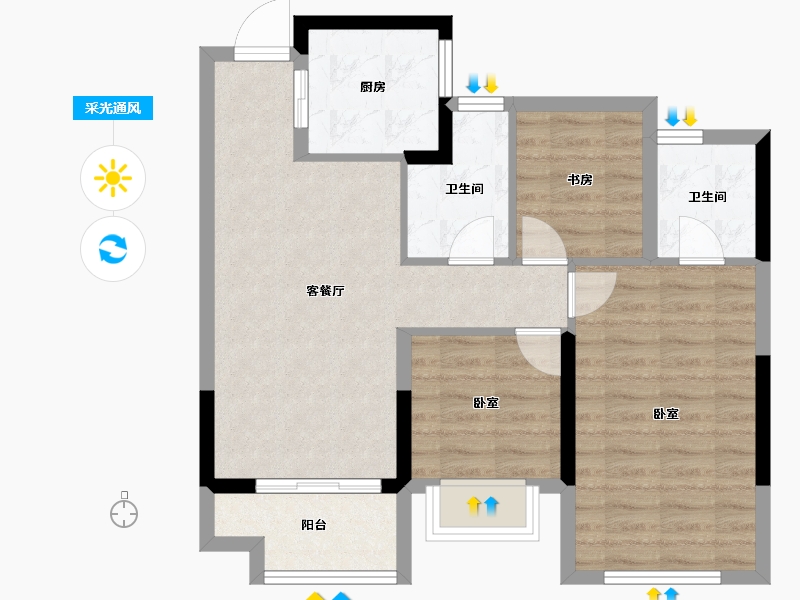 浙江省-杭州市-滨江旭辉万家之星-71.00-户型库-采光通风