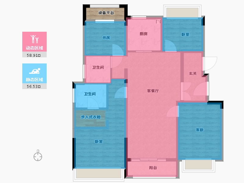 浙江省-湖州市-保利甲第风华府-106.00-户型库-动静分区