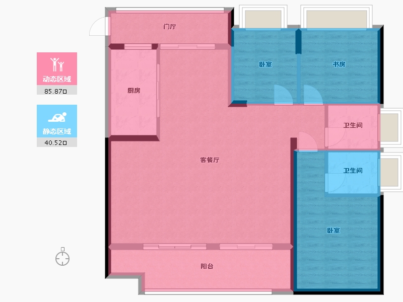 浙江省-杭州市-杭州湾世纪城-115.12-户型库-动静分区