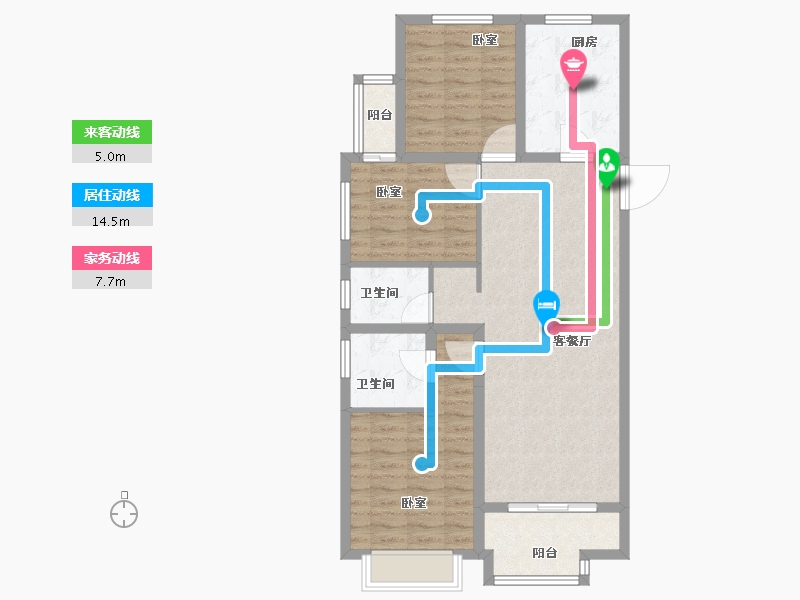 浙江省-宁波市-雅戈尔壹号-90.00-户型库-动静线