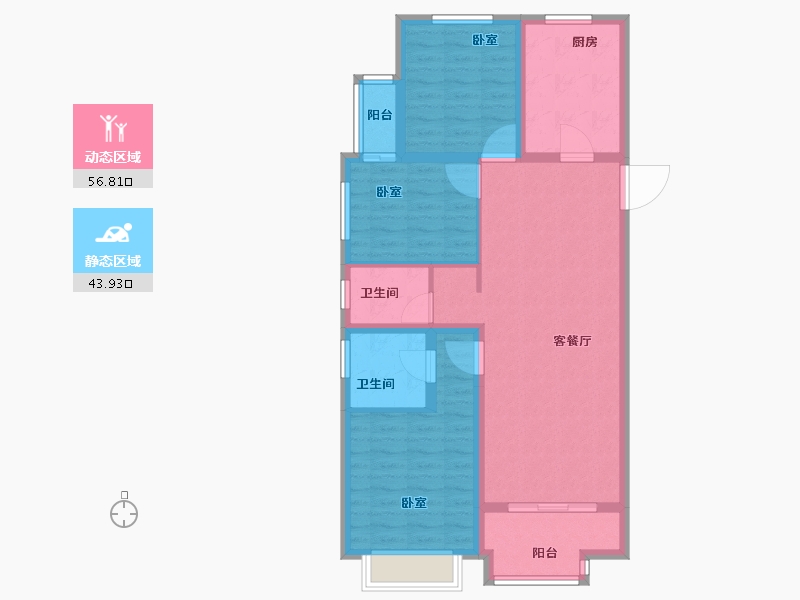 浙江省-宁波市-雅戈尔壹号-90.00-户型库-动静分区