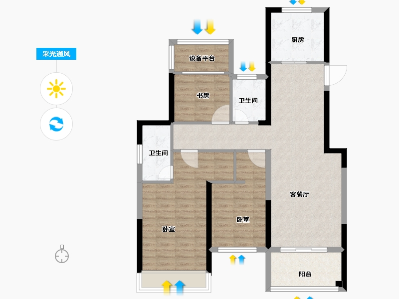 浙江省-金华市-步阳玺御府-94.00-户型库-采光通风