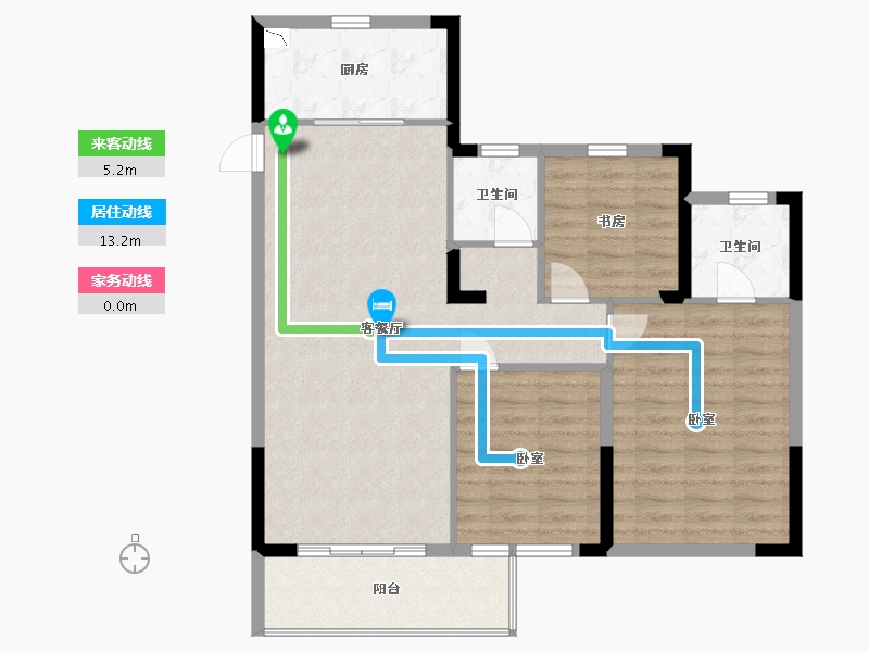 浙江省-宁波市-海风四季-91.00-户型库-动静线