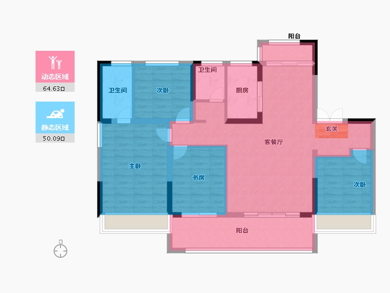 安徽省-滁州市-北京城房时代庄园-103.00-户型库-动静分区