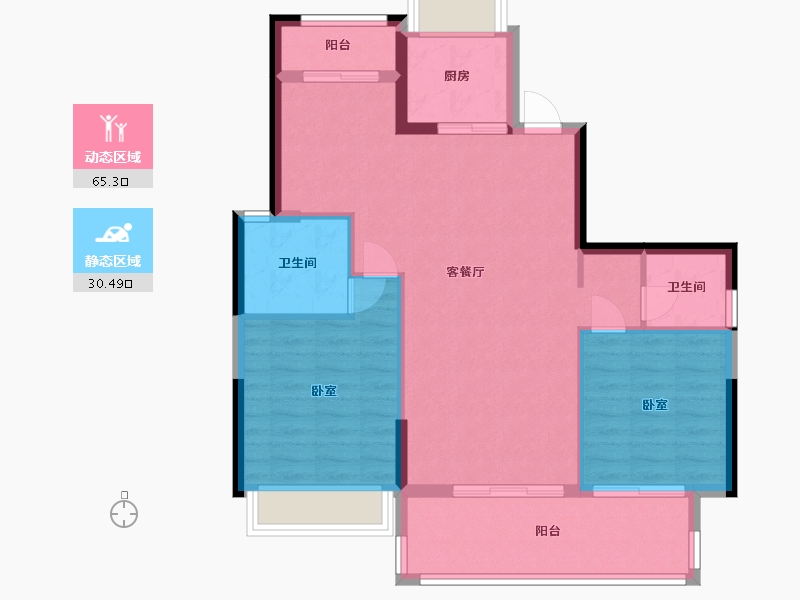 浙江省-杭州市-杭州湾世纪城-87.08-户型库-动静分区