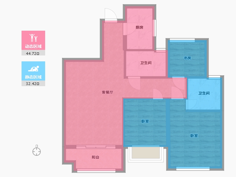 浙江省-杭州市-德信海德公园-68.63-户型库-动静分区