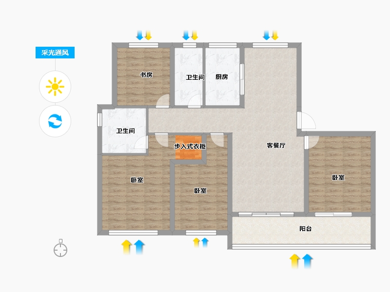 浙江省-宁波市-融创信达宁波府-116.00-户型库-采光通风