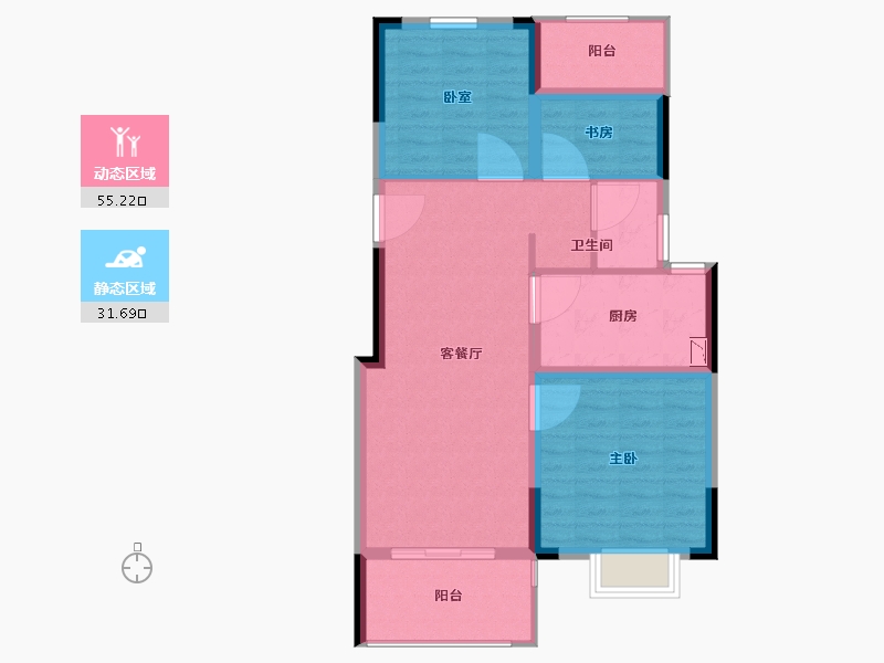 浙江省-宁波市-明洲锦绣桃源-78.00-户型库-动静分区