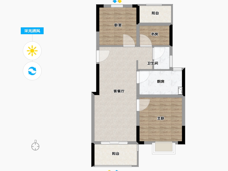 浙江省-宁波市-明洲锦绣桃源-78.00-户型库-采光通风