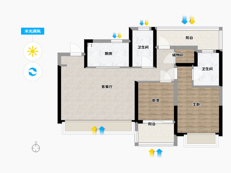 浙江省-宁波市-江汇城-80.00-户型库-采光通风