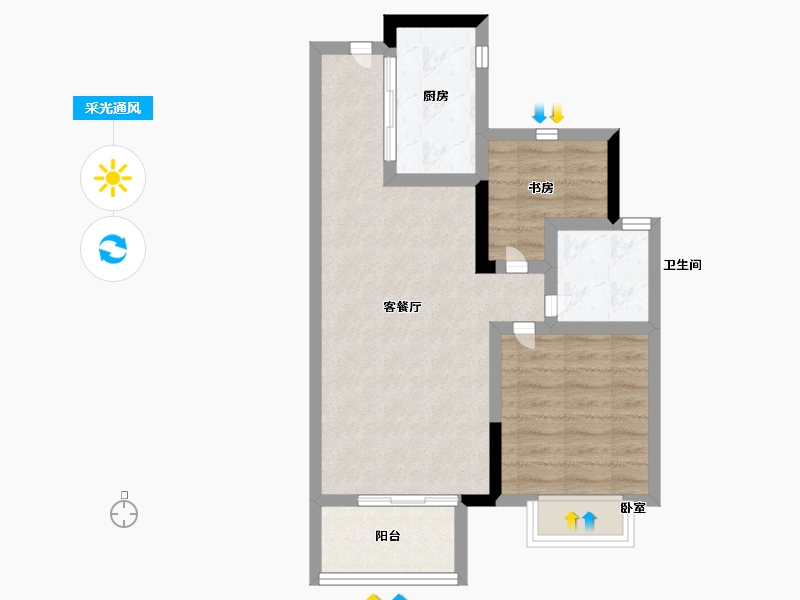 浙江省-宁波市-宋都城投学林新天地-56.00-户型库-采光通风