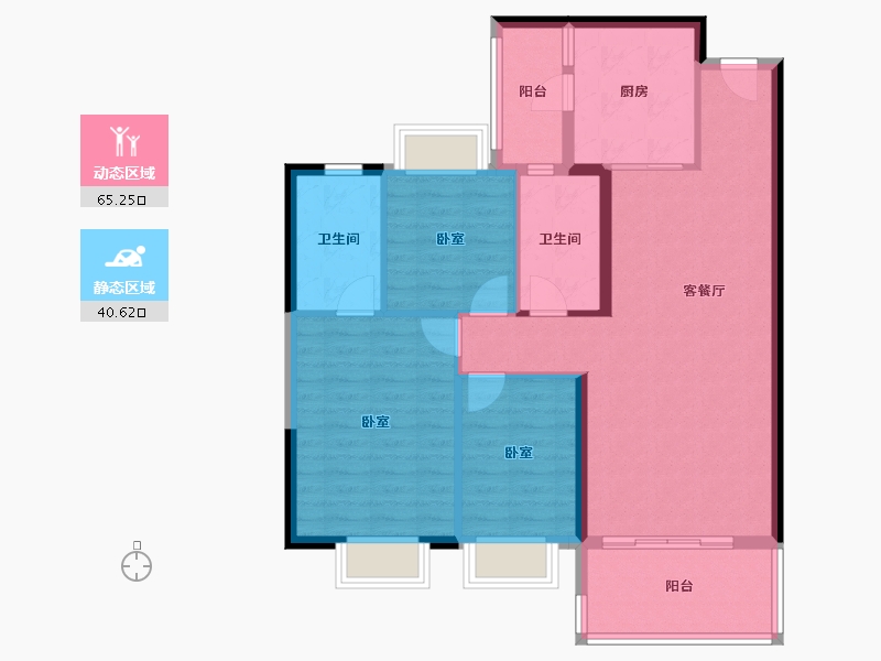 安徽省-亳州市-亳州恒大·时代御景-95.60-户型库-动静分区