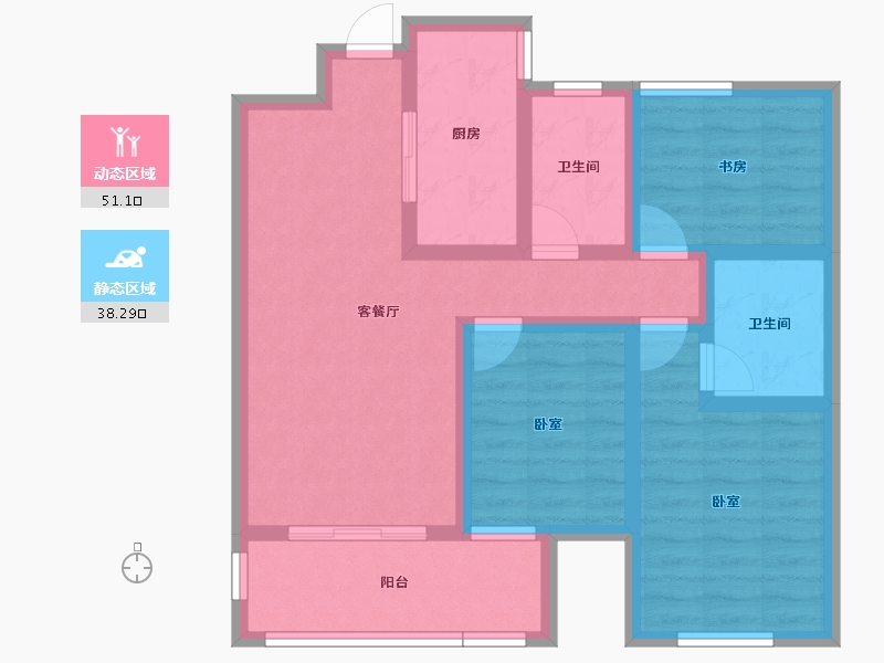 陕西省-渭南市-富平富秦馨苑-77.97-户型库-动静分区