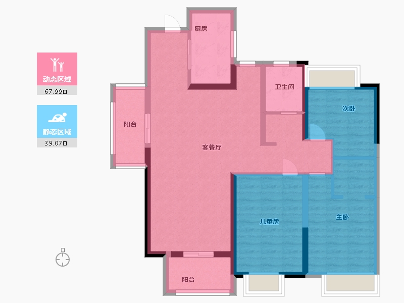 江苏省-淮安市-公园龙湾-95.20-户型库-动静分区