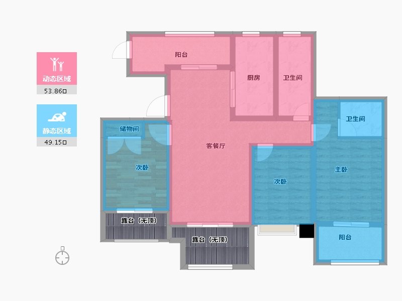 江苏省-扬州市-光明·朗悦华府-101.00-户型库-动静分区