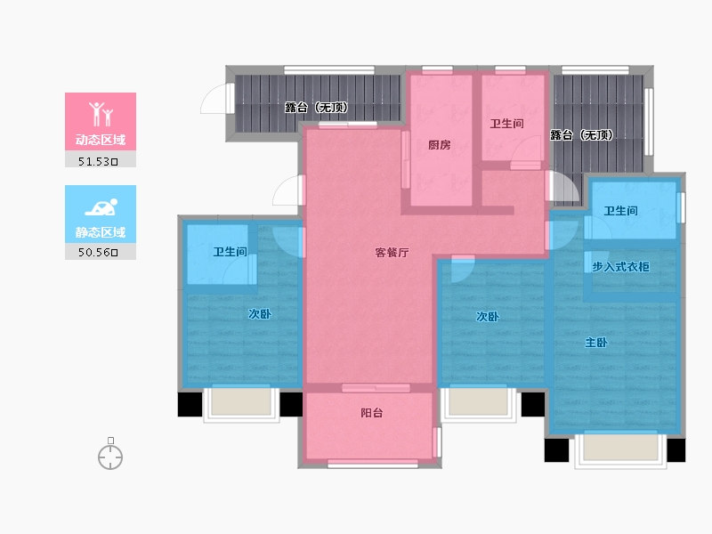 江苏省-扬州市-光明·朗悦华府-103.00-户型库-动静分区