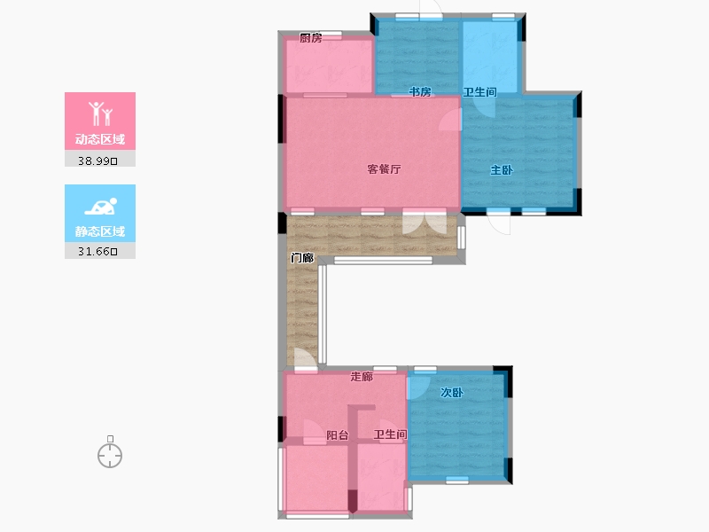 江苏省-南通市-蓝城·南通桃李春风-72.00-户型库-动静分区