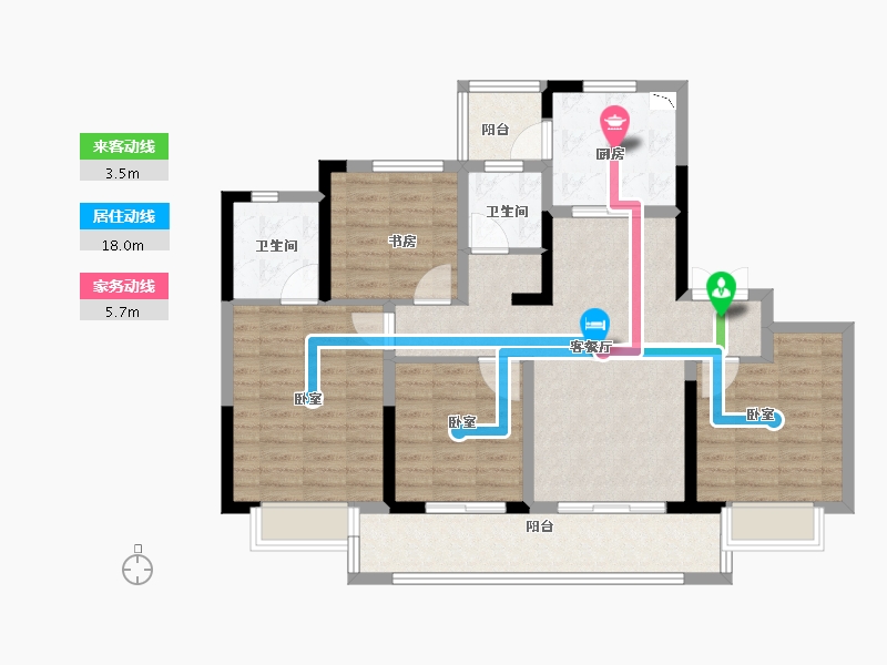 江苏省-泰州市-中天蓝光桃李府-100.00-户型库-动静线