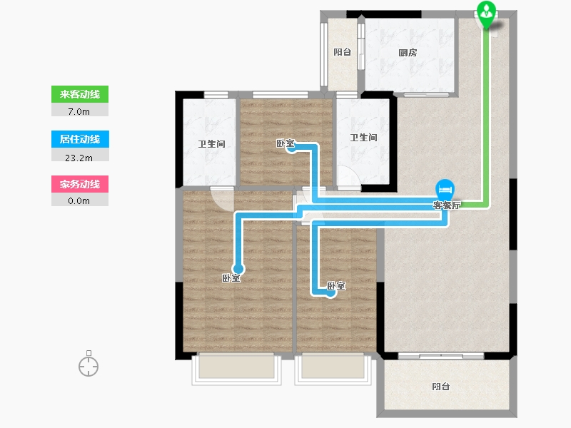 宁夏回族自治区-银川市-恒大城市小镇･珺睿府-107.00-户型库-动静线