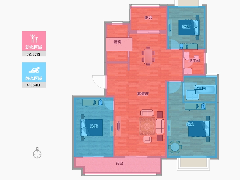 江苏省-扬州市-光明·朗悦华府-100.00-户型库-动静分区