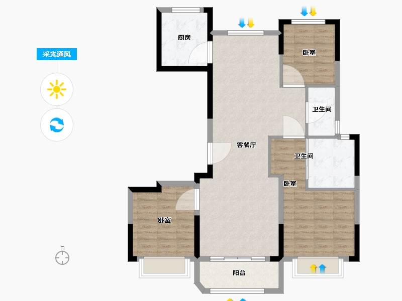 浙江省-宁波市-金隅大成郡二期-96.01-户型库-采光通风