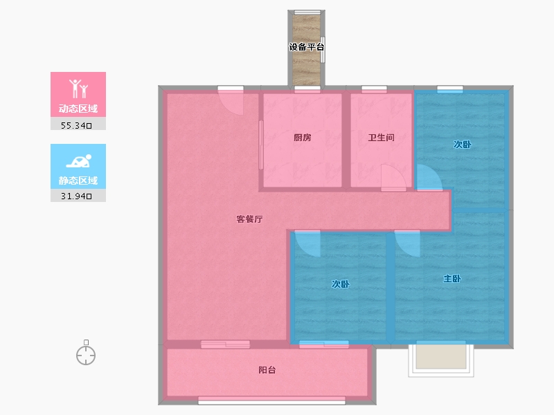 江苏省-南通市-城投·金地阅峯汇-80.00-户型库-动静分区