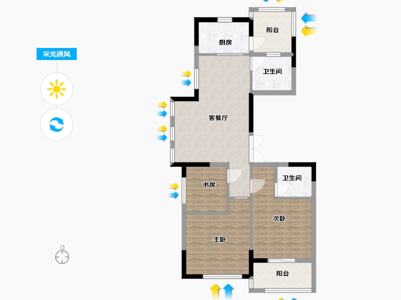 江苏省-淮安市-湖畔首府-90.00-户型库-采光通风