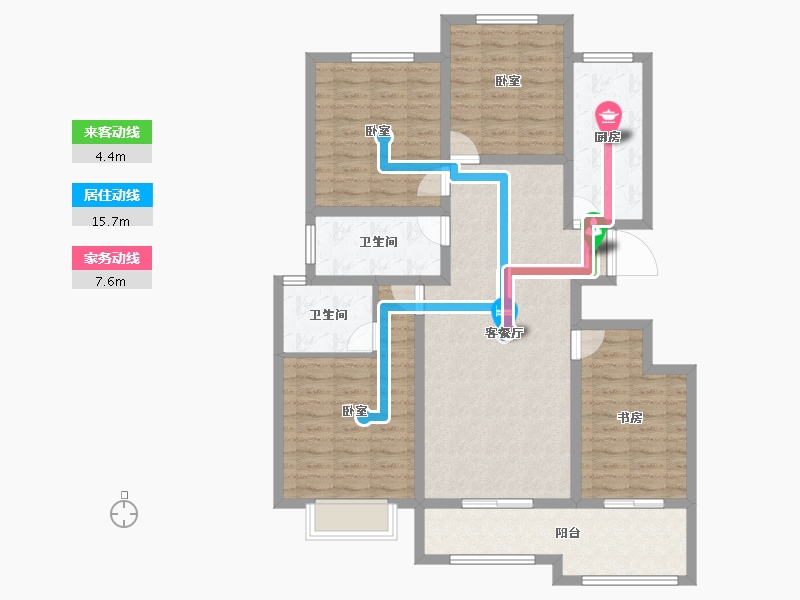 陕西省-宝鸡市-梧桐佳苑-111.00-户型库-动静线