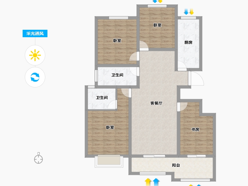 陕西省-宝鸡市-梧桐佳苑-111.00-户型库-采光通风