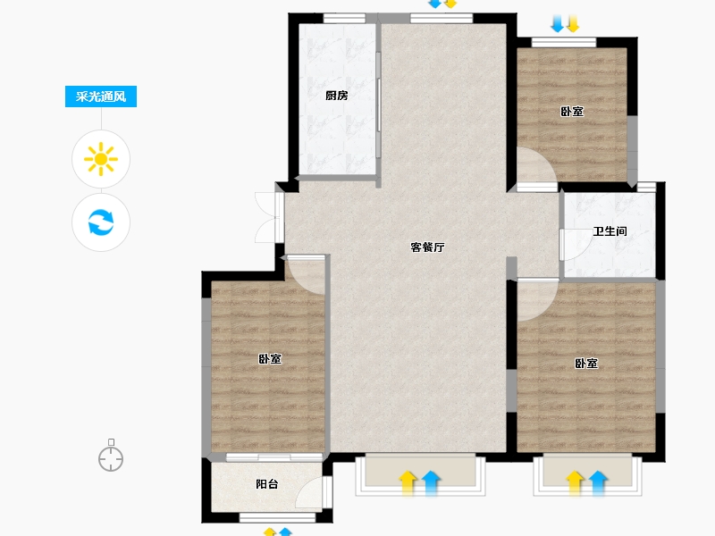 宁夏回族自治区-银川市-香榭丽舍花园-100.11-户型库-采光通风