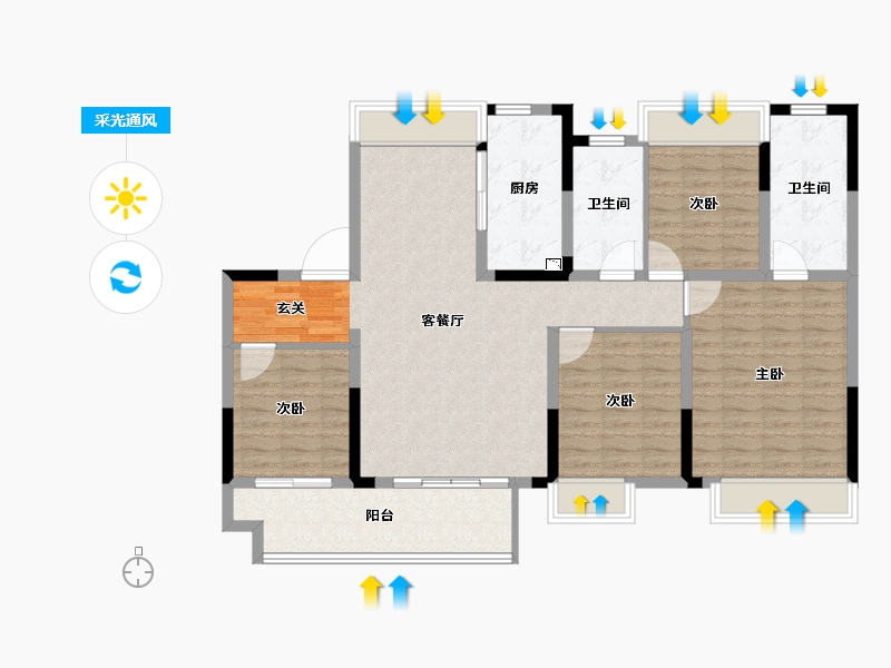 安徽省-滁州市-祥生昌建金麟府-114.00-户型库-采光通风